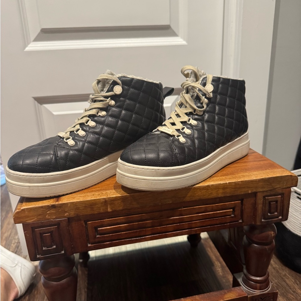 J Slides Black Quilted Ankle Boots